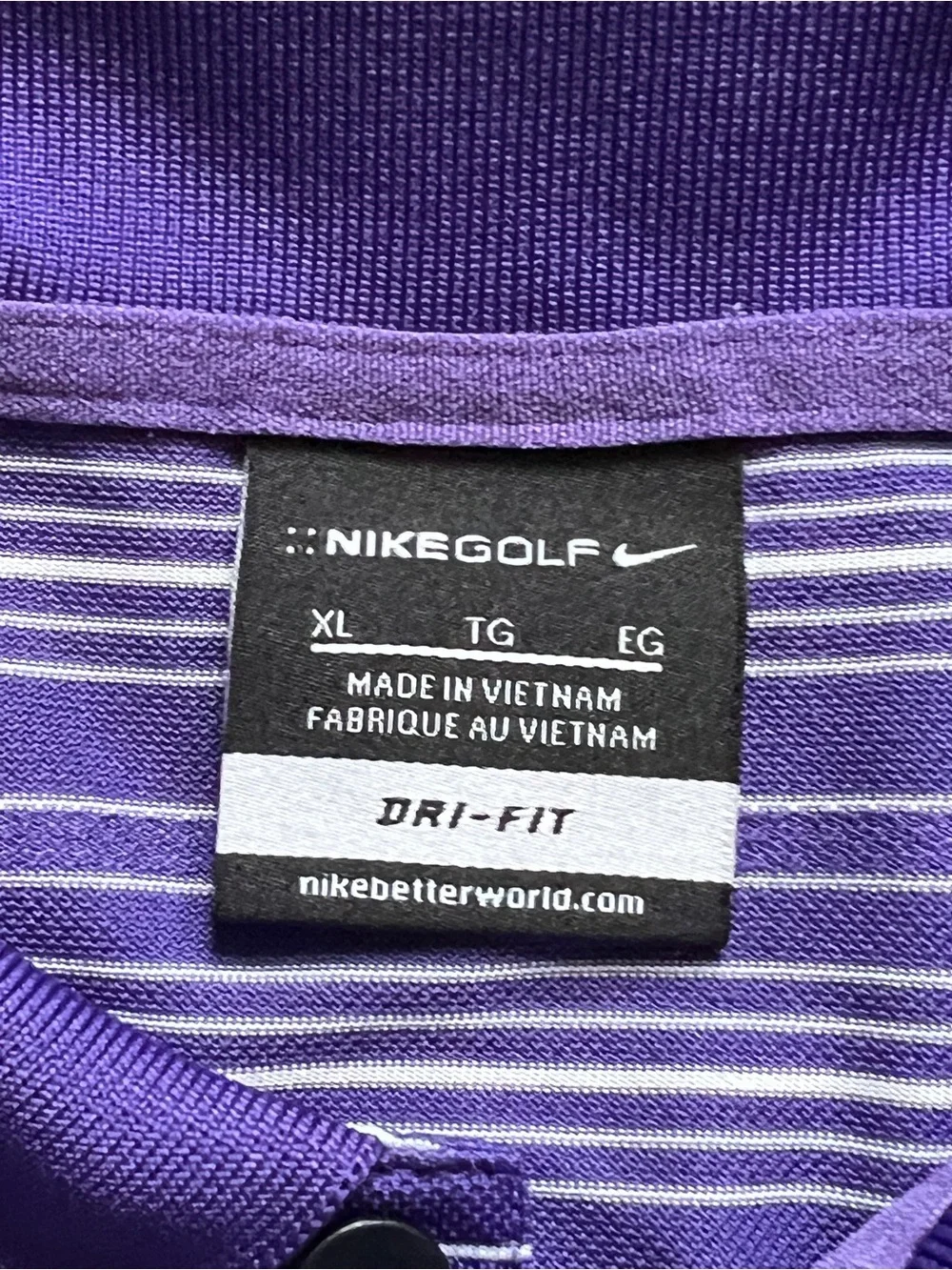 Nike Purple Striped Golf Polo